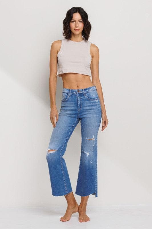 Cropped Flare Jeans Outfit - Straight A Style
