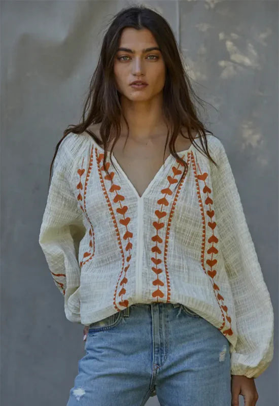 Embroidered Peasant Blouse