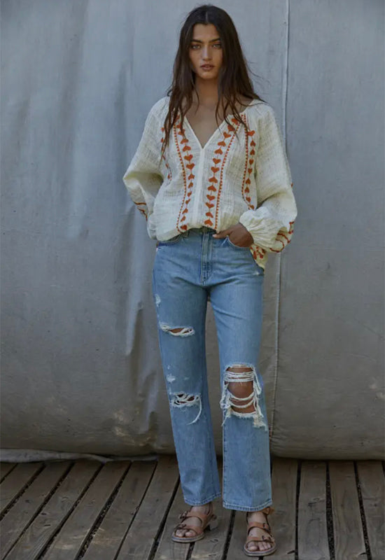 Embroidered Peasant Blouse