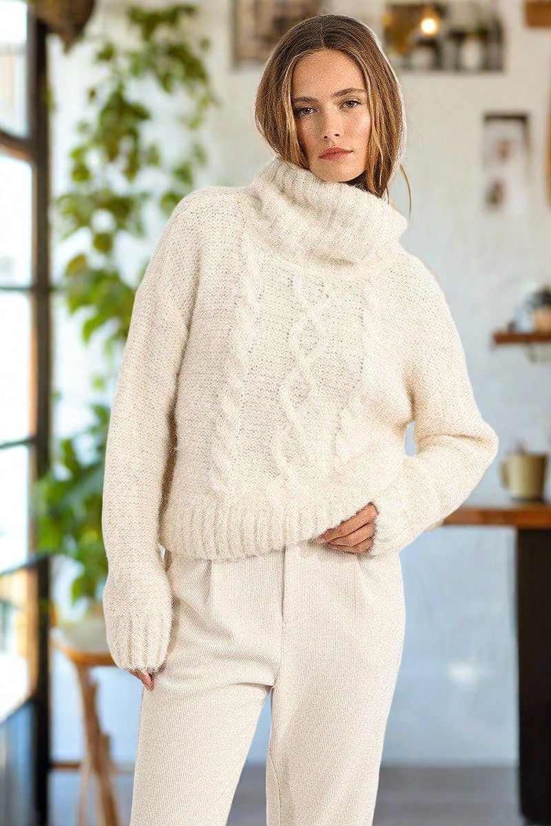 Cozy Haven Cable Knit Turtleneck Sweater Scout and Poppy Fashion Boutique